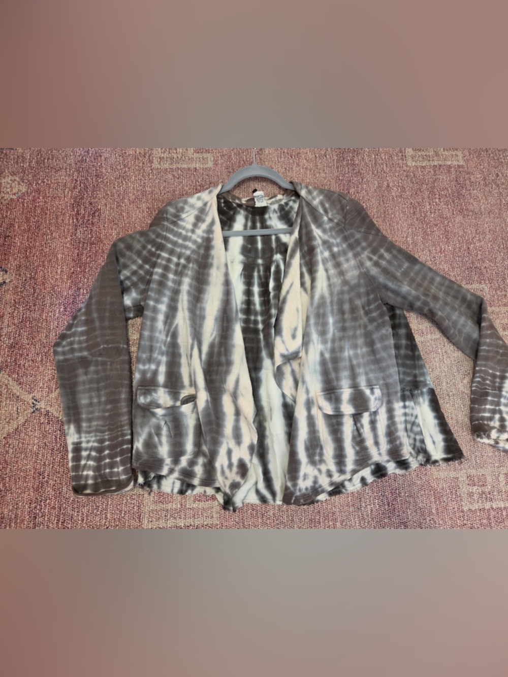 XCVI tie dye soft cotton open cardigan size medium raw hem